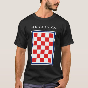 Hrvatska Schackrutigt Blått Kant T Shirt