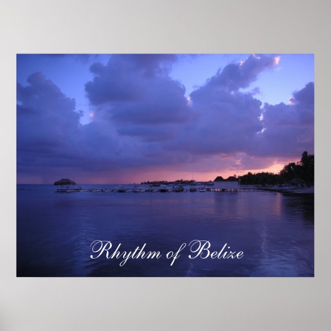 Hrytm för Belize Sunset på Dock Print Poster (Framsidan)