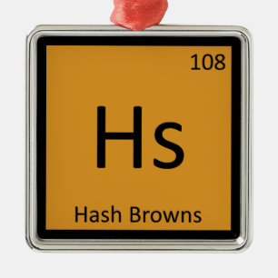 Hs - Hash  Breakfast Kemistry Symbol Julgransprydnad Metall