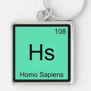 Hs - Homo Sapiens Chemistry Inslag Symbol T-Shirt Fyrkantig Silverfärgad Nyckelring