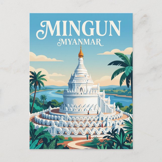 Hsinbyume Pagoda Myanmar Vykort (Framsida)