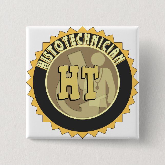 HT BADGE HISTOTECHNICIAN HISTOLOGY TECH LOGOTYP KNAPP (Framsida)