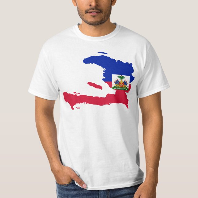HT för Haiti flaggakarta T-shirt (Framsida)