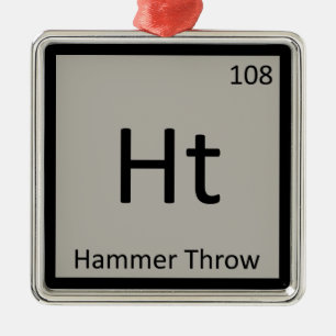 Ht - Hammer Throw Track och Fält kemi Symbol Julgransprydnad Metall