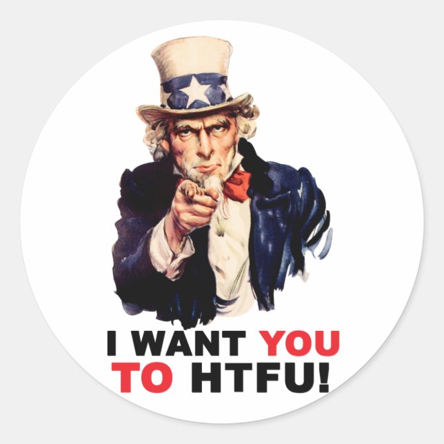 HTFU - Sticker Runt Klistermärke (Framsida)
