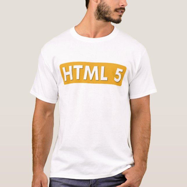 HTML 5 - Fri mjuk vit "webben " T-shirt (Framsida)