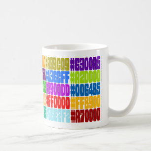 Html-färgmugg. (Specifikationer för HexRGB-färg Kaffemugg