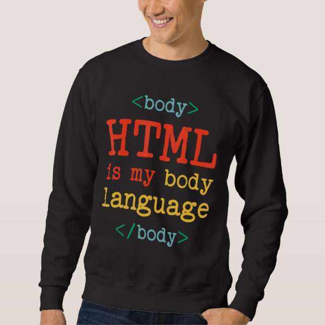 HTML-kod för programmerardator är mitt kroppsspråk Lång Ärmad Tröja (Framsida)