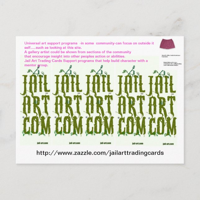http://www.zazzle.com/jailarttradingcards vykort (Framsida)