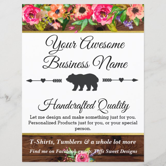 HTV och Vinyl Craft Business Flyer (Framsida)