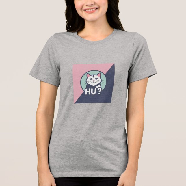HU? Cute Cat Funny T-Shirt (Framsida)