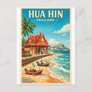 Hua Hin stad, Thailand retro resor Vykort