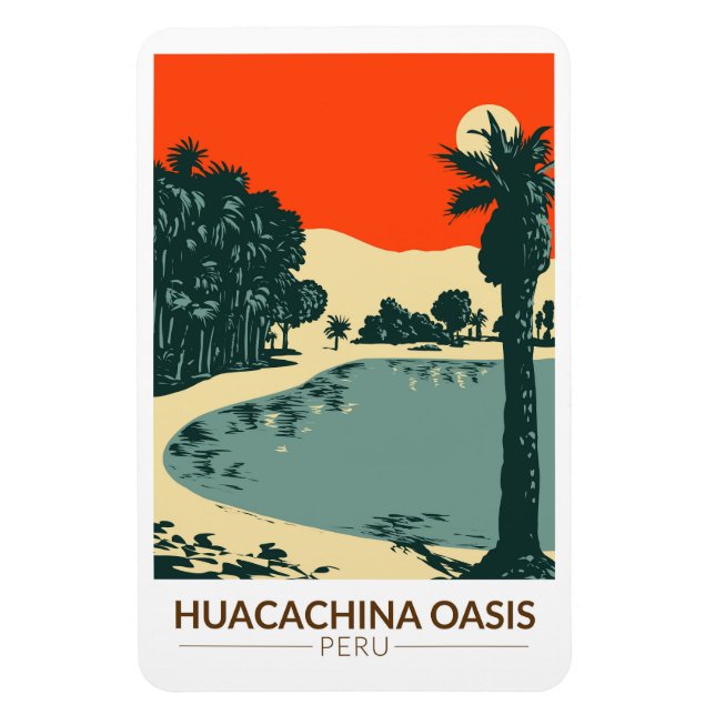 Huacachina Peru Travel Art Vintage Magnet (Vertikal)
