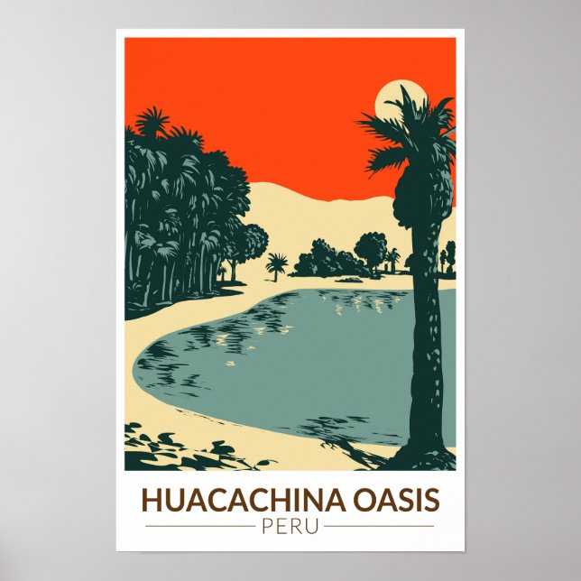 Huacachina Peru Travel Art Vintage Poster (Framsidan)