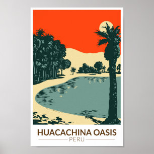 Huacachina Peru Travel Art Vintage Poster