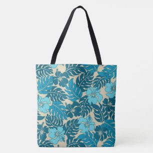 Huakini Bay Hawaiian Hibiscus Vintage Beach Bag Tygkasse