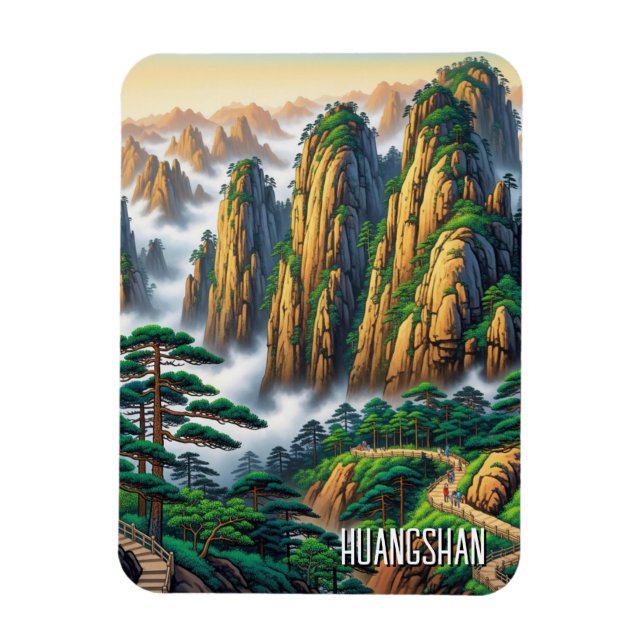 Huangshan nationalpark Kina Magnet (Vertikal)