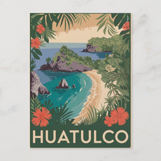 Huatulco Mexico Vintage Vykort (Framsida)