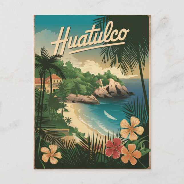 Huatulco Mexico Vintage Vykort (Framsida)
