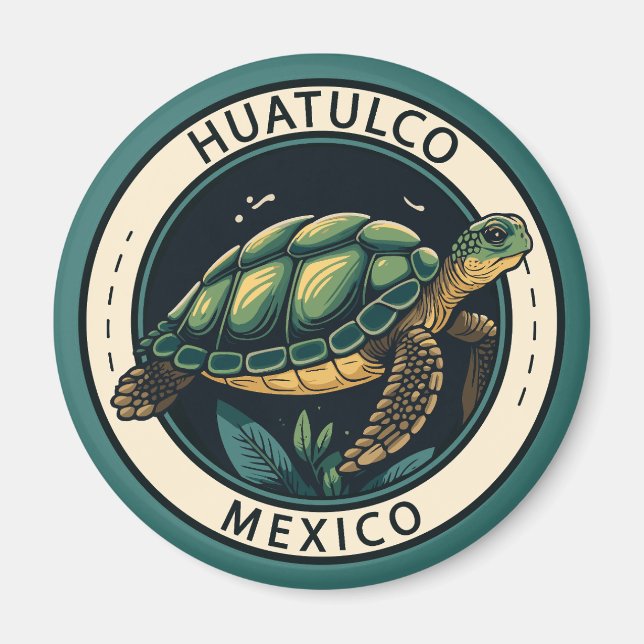 Huatulco Mexiko Turtle Badge Magnet (Framsidan)