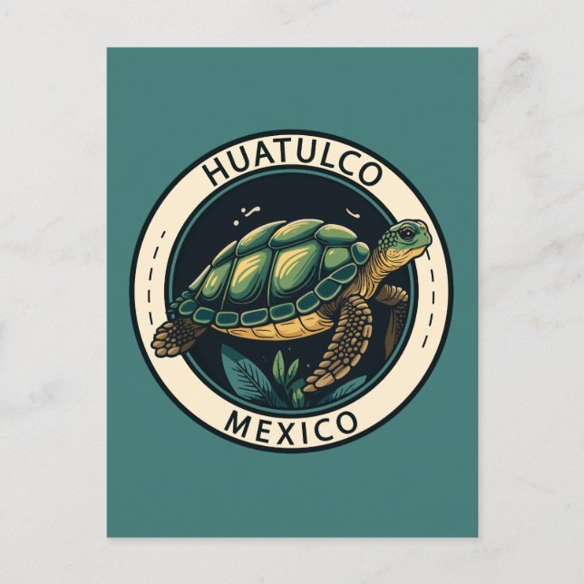 Huatulco Mexiko Turtle Badge Vykort (Framsida)