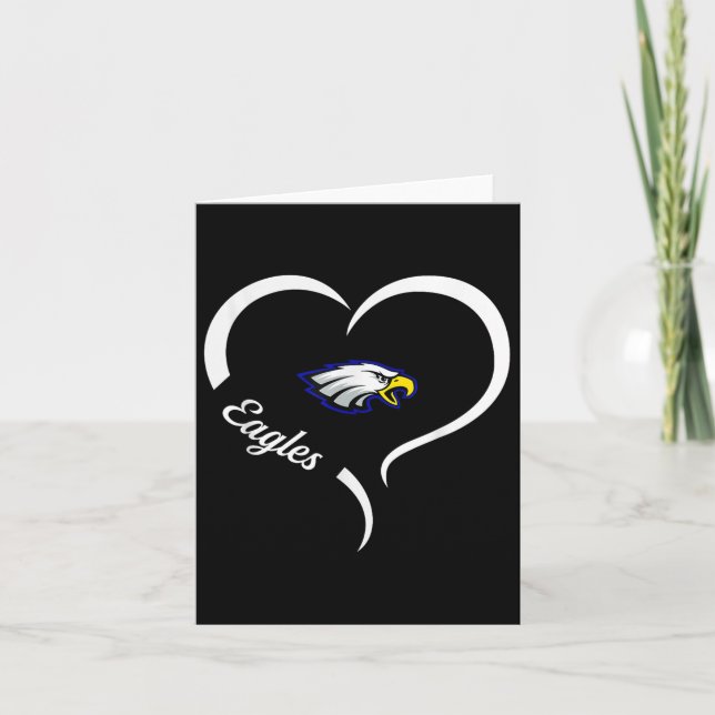 Hubbard Eagles Logotyp Halvhjärta Slogan Hs  Kort (Framsida)