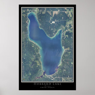 Hubbard Sjö Michigan Satellite Poster Karta