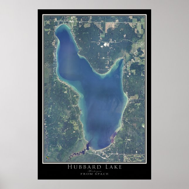 Hubbard Sjö Michigan Satellite Poster Karta (Framsidan)