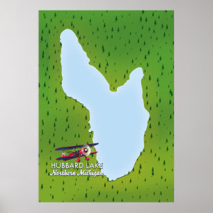 Hubbard sjö norra Michigan sjö karta Poster
