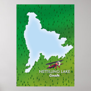 Hubbard sjö norra Michigan sjö karta Poster