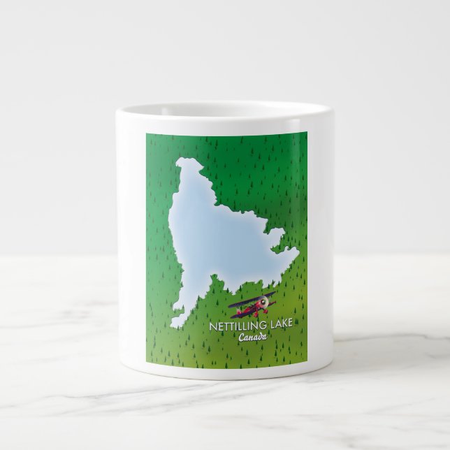 Hubbardsjön Norra Michigan sjökarta Giant Coff Jumbo Mugg (Framsidan)