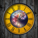 Hubble & Antennae Galaxies 2 - Rymden / Guld Rund Klocka<br><div class="desc">Vägglås: Antennae Galaxies 2 & Rymden Celestial vintage design. Drömmen om avlägsna länder med regnbågsstjärnor och fairy ljus växer aldrig fram. Kredit: ESA/Hubble Bilder</div>
