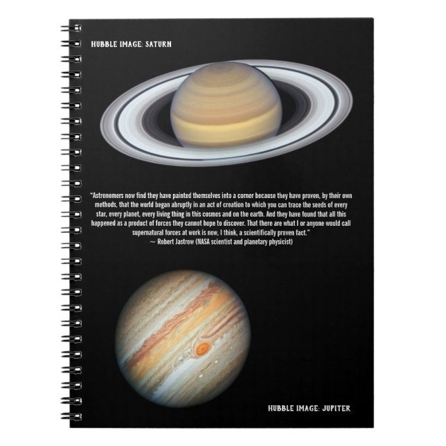 Hubble Jupiter och Saturn Scientist Quotation Anteckningsbok (Framsidan)