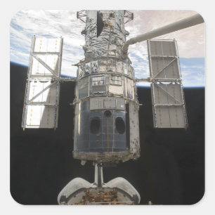 Hubble Space Telescope i Atlantis lastfack Fyrkantigt Klistermärke