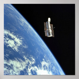Hubble Space Telescope med blå jord Poster