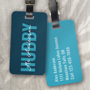 Hubby Blue Monogram Honeymoon Bagagebricka