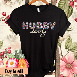 Hubby Est-Personligen Hubby-Blommigt Alphabet T Shirt