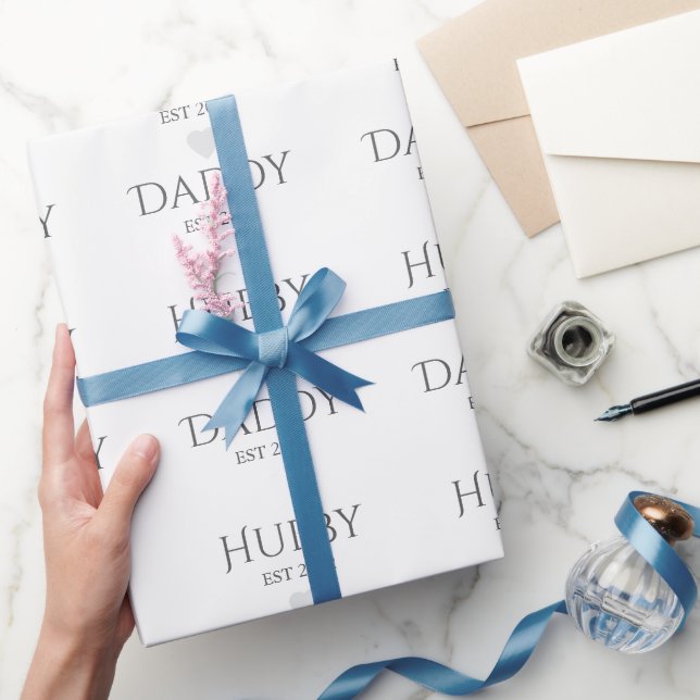 Hubby Est. XXXX, pappa Est. XXXX - FARS DAG Presentpapper (Gifting)