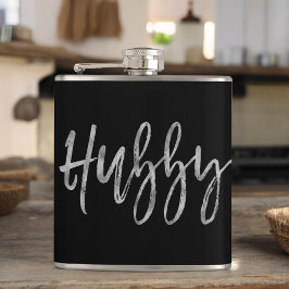 Hubby-kolv med silver-fettypografi fickplunta