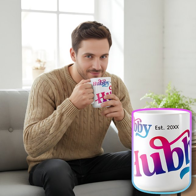 Hubby lite Bröllop-årsdag Anpassningsbar färgstark Kaffemugg (Zazzle Hubby Couple Wedding Anniversary Custom Colorful Coffee Mug Birthday Christmas Holiday Gift)