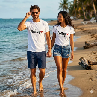 Hubby Modern Black Script Women RedHeart T-Shirt