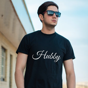 Hubby Modern Honeymoon White Script Black Manar T Shirt