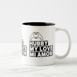 Hubby Modern Honeymoon White Script Black Två-Tonad Mugg