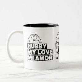 Hubby Modern Honeymoon White Script Black Två-Tonad Mugg