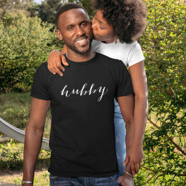 Hubby Modern White Script Black Manar T Shirt