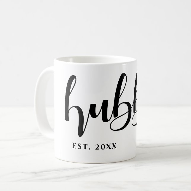 Hubby Newlyed Calligraphy Kaffemugg (Framsida vänster)