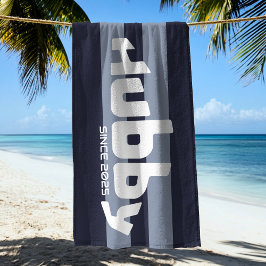 Hubby Newlyged Groom Blue & White Beach Towel