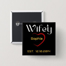 Hubby Wifey Bröllop-årsdagen Gift Knapp