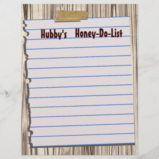 Hubby's honey-do-list Letterhead Stationery (Framsida)