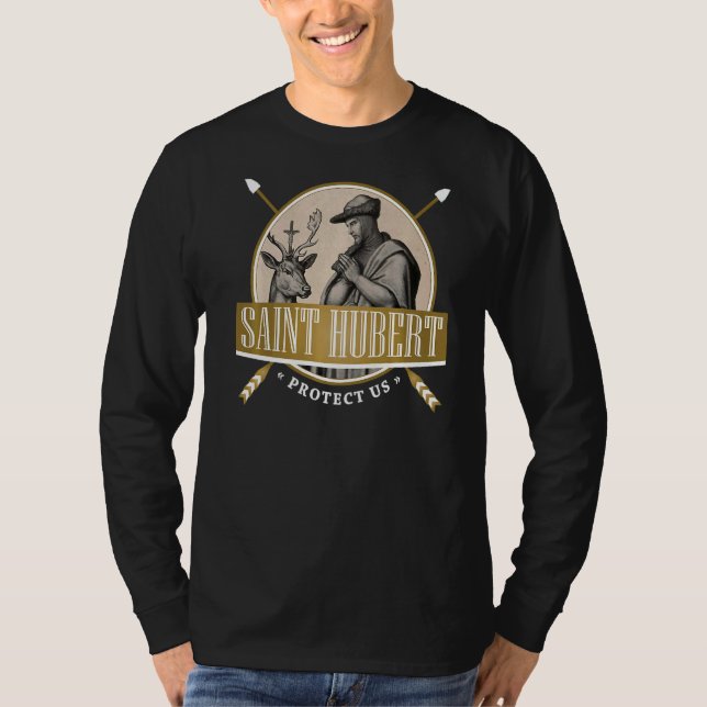 Hubert Hubertus katolska Patron Saint of Hunters B T Shirt (Framsida)
